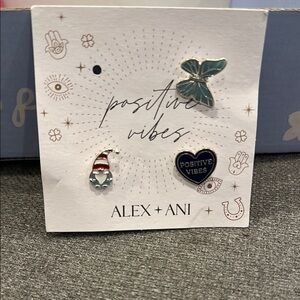 Alex and Ani Enamel Pin Trio - Teal and Navy